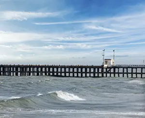 No People Shoreline View Prints: Pier in ocean