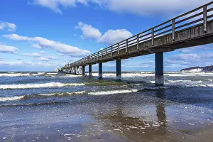 Northern Germany Winter Scene Prints: The pier in Zingst in winter