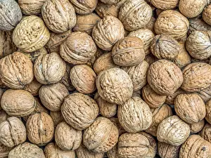 Deserted Nut Scene Prints: Pile of walnuts in shell shot from above