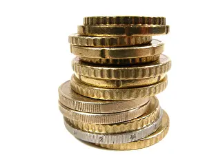 Studio Shot Of Coins Prints: Piled up coins
