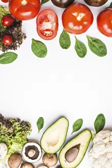 Assorted Vegetables Prints: Piles assorted vegetables herbs
