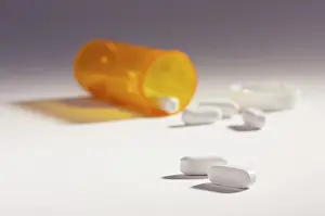 Medical Remedy Prints: Pills and fallen bottle with dramatic lighting