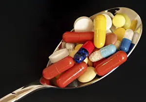 Dietary Supplement Image Prints: Pills on spoon