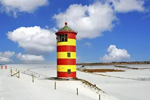 European Lighthouse Structure Prints: Pilsumer lighthouse in Winterlandschaft