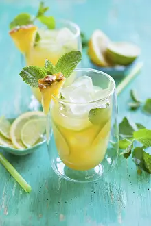 Exotic Fruit Smoothie Prints: Pineapple lemonade with lemon, lime and mint