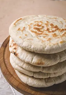 Pita Bread Stack Prints: Pita bread, stack, on the table, no people