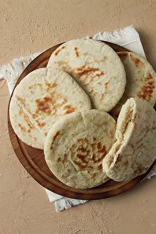 Pita Bread Stack Print on Wooden Table
