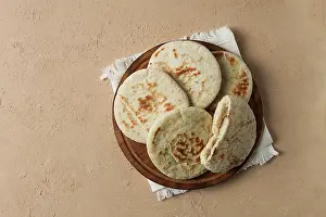 Meal Preparation Ingredients Prints: Pita bread, stack, on the table, no people