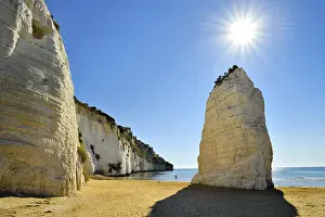 International Landmarks In Italy Prints: Pizzomunno, limestone cliffs on the beach