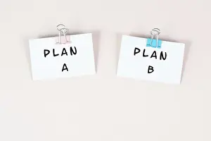 Decision Making Process Prints: Plan A and B standing on paper