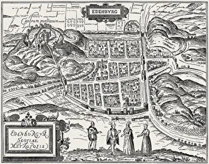 Ancient Scottish Architecture Prints: Plan of Edinburgh Castle in 1575