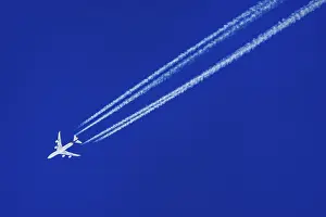 Deserted Airport Scene Prints: Plane in the sky