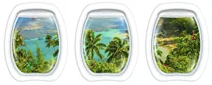 Deserted Beach Landscape Prints: Three plane windows on Kee Beach