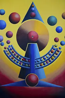 Gerhard Kraus Painting Prints: Planet clock throwing planets into their orbits