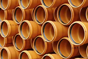 Deserted Background Image Prints: Plastic pipes