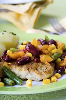 Fish And Vegetable Dish Prints: A plate with fish and vegetables