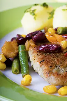 Nutrition Meal Ideas Prints: A plate with fish and vegetables