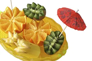 Exotic Tropical Fruit Prints: Plate in form of the pineapple with fruit