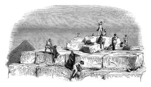 Vintage Engraved Artwork Prints: Platform of the Great Pyramid, the Cheops