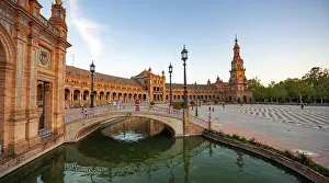 Plaza De Espana Evening Light Prints: Plaza de Espana in the evening light with reflection