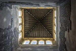 Urban Europe Photography Prints: Pointed rooftop interior with windows in Granada