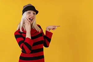 Happy Girl Prints: Pointing right with copy space
