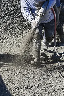 Real Estate Construction Industry Prints: Pool construction worker shooting concrete