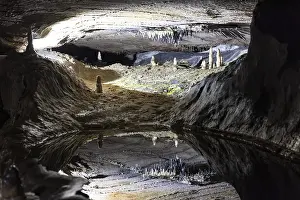Northern Europe Nature Reserves Prints: Pool of Reflections, stalactites reflected in a pool of water