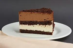Decorative Pastry Prints: Portion of chocolate layer cake on plate