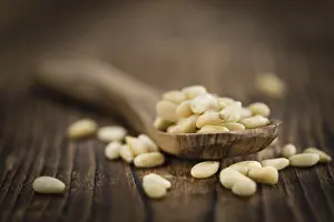 Shallow Depth Of Field Prints: Portion of fresh Pine Nuts (close-up shot)