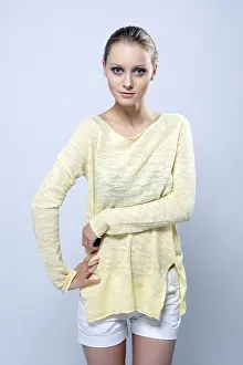 Young Caucasian Female Model Prints: Portrait of beautiful slender model posing in studio