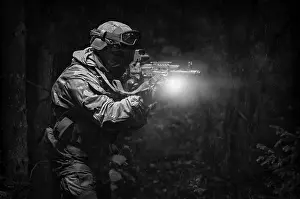 Commando Portrait Prints: Portrait of a commando in the forest