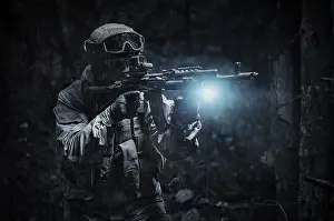 Commando Portrait Prints: Portrait of a commando in the forest