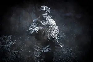 Commando Portrait Prints: Portrait of a commando in the forest