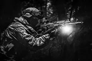 Commando Portrait Prints: Portrait of a commando in the forest