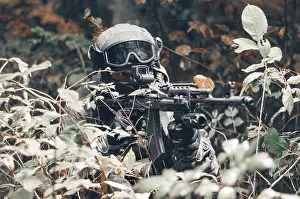 Commando Portrait Prints: Portrait of a commando in the forest