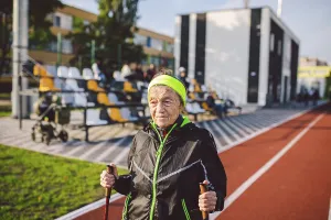 Caucasian Women Exercising Prints: Active rest of the elderly theme