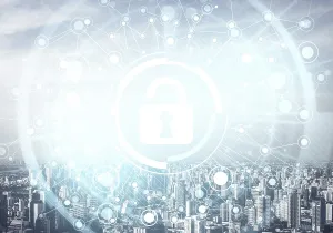 City Skyline Architecture Prints: Computer security concept and information technology
