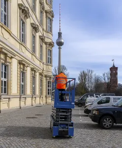 Construction Machinery Prints: Construction worker with construction machine