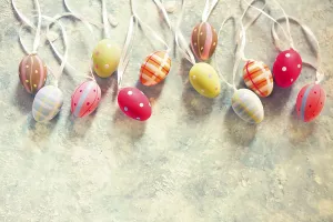 Traditional Easter Scene Prints: Easter background with Easter eggs