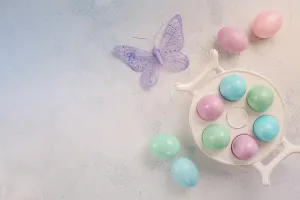 Pastel Colored Easter Eggs Prints: Pastel Easter eggs and spring concept