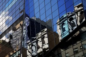 High Rise Building Reflections Prints: Reflection of a skyscraper facade