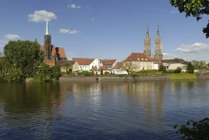 Christian Buildings In Europe Prints: View over the Oder River, Wroclaw Cathedral