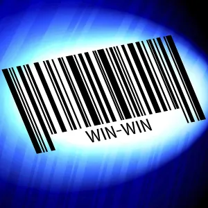 Full Frame Blue Background Image Prints: Win-win, barcode with blue Background