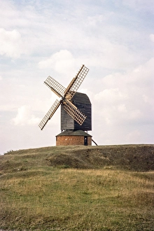 Historic Windmills In England Prints: Postmill windmill from the 1680s, Brill Windmill, Brill, Buckinghamshire, England, Uk 1975