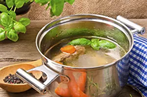 Gastronomy Photography Prints: Pot with broth