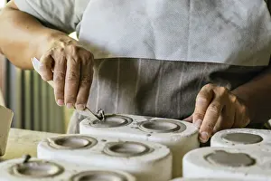 Pottery Making Process Prints: Potter working in her art studio