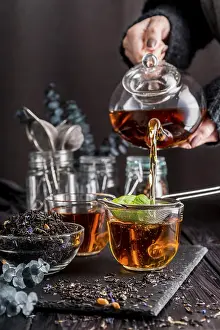 Food Still Life Image Prints: Pouring tea cup