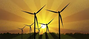 Deserted Windmill Prints: Power concept at sunset