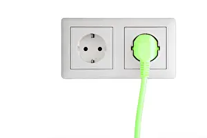 Ecological Conservation Image Prints: Power socket with a green plug